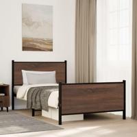 Bedframe zonder matras metaal bruin eikenkleurig 100x190 cm - thumbnail