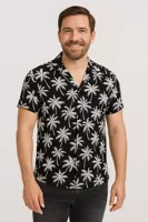 Frivilin - Heren Italiaans Overhemd - Korte Mouw - Palmprint - Open kraag - thumbnail