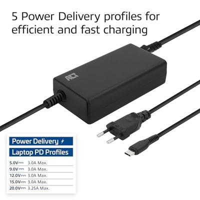 ACT Connectivity USB-C laptoplader met Power Delivery profielen 65W - thumbnail