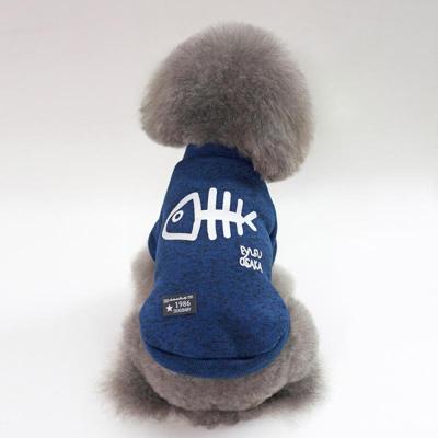 Herfst winter huisdier kleren huisdier vest Fishbone hoodie voor puppy hond maat: M (blauw)