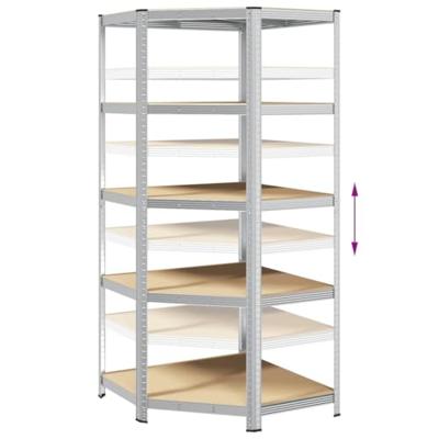 Hoekrek 5-laags staal en bewerkt hout zilverkleurig