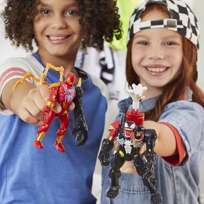 MixMashers Iron Spider Deluxe, 12 cm aanpasbaar beeldje om te mixen en matchen met accessoires, Marvel, vanaf 4 jaar