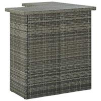 Hoekbartafel 100x50x105 cm poly rattan grijs - thumbnail