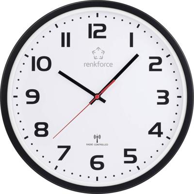 Renkforce RF-6826036 Wandklok Zendergestuurd 32 cm x 45.5 mm Wit/zwart