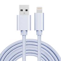 3m 3A geweven stijl metaal hoofd 8 pins naar USB Data / de kabel van de lader voor iPhone X / iPhone 8 & 8 Plus / iPhone 7 & 7 Plus / iPhone 6 & 6s & - thumbnail