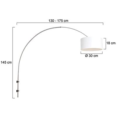 Steinhauer Wand BooglampSparkled RVS met witte kap - 8142ST