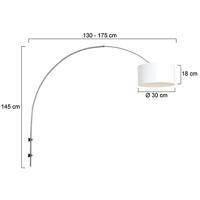 Steinhauer Wand BooglampSparkled RVS met witte kap - 8142ST - thumbnail