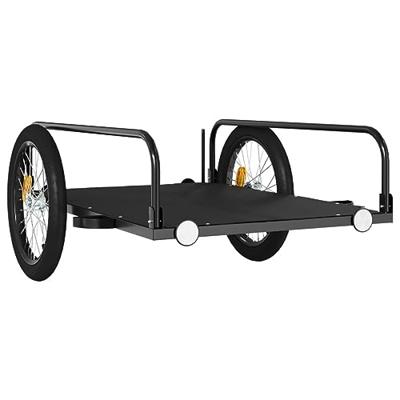 VidaXL Fietstrailer 135x70x37 cm ijzer zwart - thumbnail