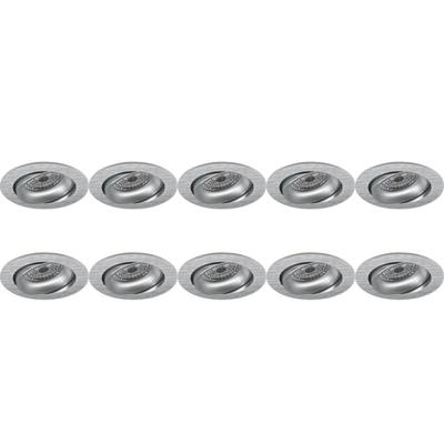 Kantelbare Inbouwspot Set 10 Stuks - GU10 - Rond Zilver Aluminium Ø82mm