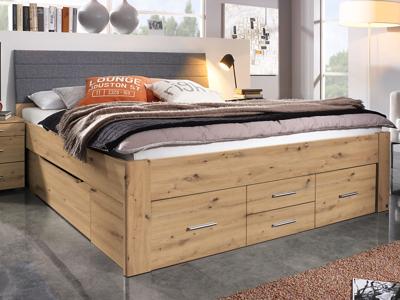 Bed SCARLETT 180x200 cm artisan eik met zes lades met hoofdeinde met stof Bed SCARLETT 180x200 cm artisan eik met zes lades met hoofdeinde met stof