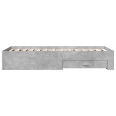 Bedframe met lades bewerkt hout betongrijs 75x190 cm