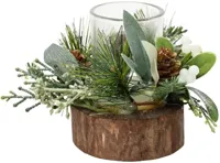 Decoris theelichthouder glas modern 14x10cm groen - thumbnail