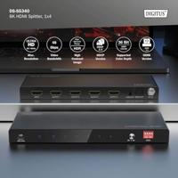 Digitus DS-55340 4 poorten HDMI-splitter Individueel schakelbaar, LED-weergave, Met status-LEDs, Ultra HD-geschikt, Voor intern gebruik, Met metalen behuizing - thumbnail