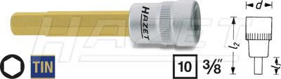 HAZET Dopsleutelbit 8801-10 · 3/8 inch (10 mm) vierkant hol · Binnen-zeskant-profiel · SW 10 mm HAZET Dopsleutelbit 8801-10 · 3/8 inch (10 mm) vierkant hol · Binnen-zeskant-profiel · SW 10 mm