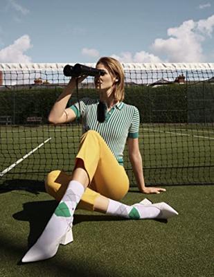 Burlington Queen Hoge Dames Sokken - Biologisch katoenen Dames kousen met ruit print