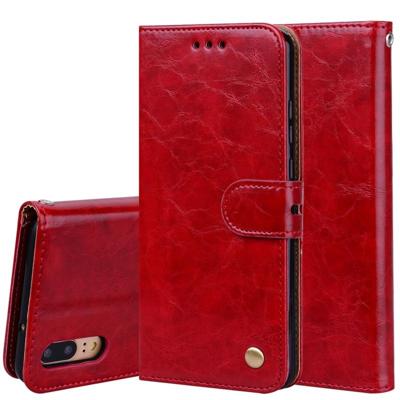 Voor Huawei P20 Business stijl olie Wax textuur horizontale Flip lederen draagtas met houder & kaartsleuven & portemonnee (rood)