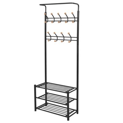 VidaXL Kledingrek met schoenenopberger 68x32x182,5 cm zwart VidaXL Kledingrek met schoenenopberger 68x32x182,5 cm zwart