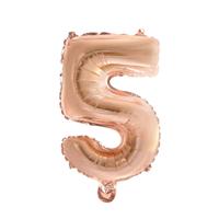 Folieballon Cijfer &apos;5&apos; Rose Goud 40cm met stokje - thumbnail