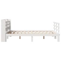Bedframe met hoofdbord massief grenenhout wit 120x190 cm - thumbnail