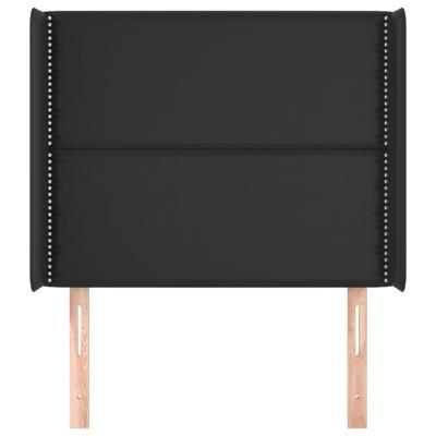 Hoofdbord met randen 163x16x78/88 cm kunstleer zwart - thumbnail