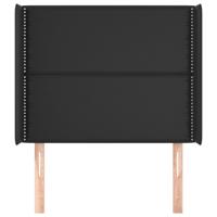 Hoofdbord met randen 183x16x118/128 cm kunstleer zwart - thumbnail