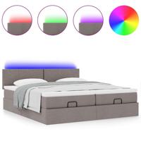 Ottoman bed met matrassen en LED's 180x200cm stof taupe - thumbnail