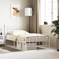 Bedframe met hoofd- en voeteneinde metaal wit 100x200 cm - thumbnail