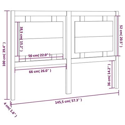 Hoofdbord 145,5x4x100 cm massief grenenhout