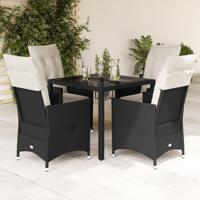 5-delige Tuinset met kussens poly rattan zwart - thumbnail