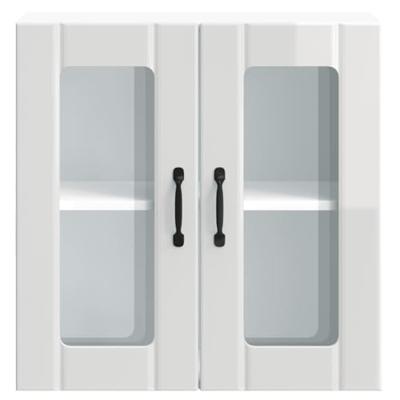 Keukenbovenkast met glazen deur Lucca bewerkt hout hoogglanswit