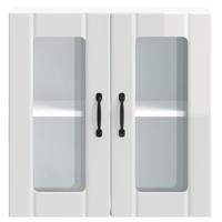 Keukenbovenkast met glazen deur Lucca bewerkt hout hoogglanswit - thumbnail