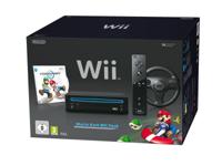 Nintendo Wii (Black) + Mario Kart Wii + Wii Wheel (boxed) - thumbnail