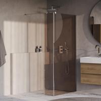 Brauer Oblivion - Inloopdouche - Brons Glas - 90 x 200 cm - met Zijwand 30 cm - incl. Glascoating - Chroom - thumbnail