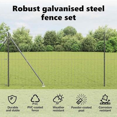 VidaXL Hek met paal grijs 1,5 x 10 m staal