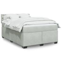 Boxspring met matras fluweel lichtgrijs 140x200 cm - thumbnail