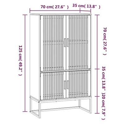Hoge kast 70x35x125 cm bewerkt hout zwart