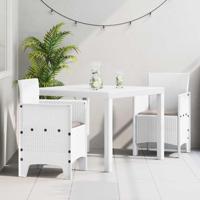 3-delige tuinset met kussens in wit poly rattan - thumbnail