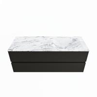 MONDIAZ VICA-DLUX 130cm badmeubel onderkast Urban 2 lades. Inbouw wastafel CLOUD rechts zonder kraangat, kleur Glace. - thumbnail