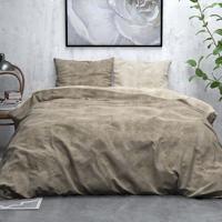 RoyalTextile - Washed Cotton Dekbedovertrek Flanel - Taupe - 240 x 220 - thumbnail