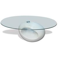 VidaXL Salontafel met ovaal glazen tafelblad hoogglans wit - thumbnail