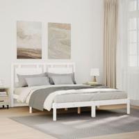 Bedframe extra lang zonder matras massief hout wit 140x210 cm - thumbnail