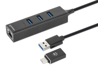 Manhattan 180894 USB 3.2 Gen 1-hub 4 poorten Zwart