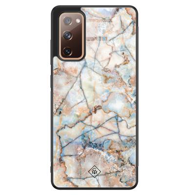 Samsung Galaxy S20 FE glazen hardcase - Marmer bruin blauw Samsung Galaxy S20 FE glazen hardcase - Marmer bruin blauw