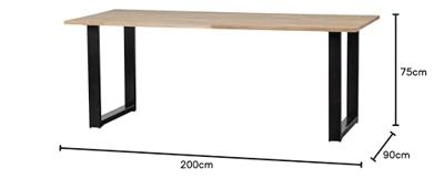 WOOOD Eettafel 'Tablo' met U-poot, 200 x 90cm