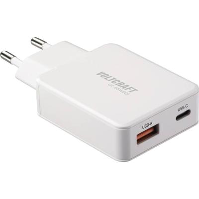 VOLTCRAFT UC-1C1A65W01 USB-oplader 65 W 1x USB-A, 1x USB-C Fast Charge, USB PD 3.0 Wit GaN