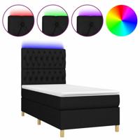 Boxspring met matras en LED stof zwart 90x190 cm - thumbnail