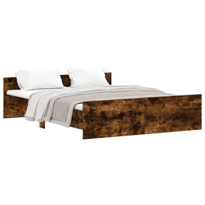 Bedframe met hoofd- en voeteneinde gerookt eiken 160x200 cm - thumbnail