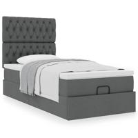 Ottoman bed met matras 90x190cm stof donkergrijs - thumbnail