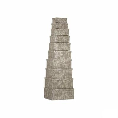 Set van opstapelbare opbergboxen Strepen Antraciet Karton (2 Stuks)