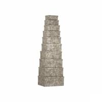 Set van opstapelbare opbergboxen Strepen Antraciet Karton (2 Stuks) - thumbnail